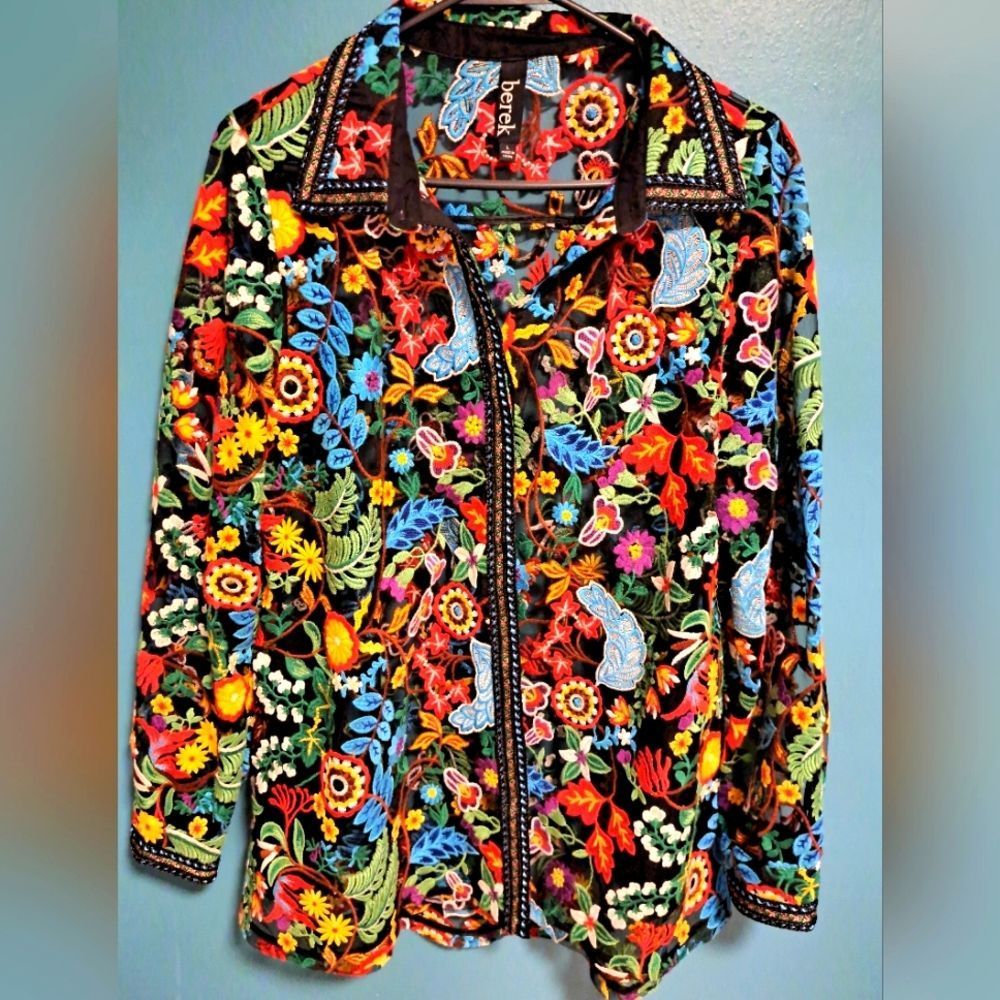 Vibrant Work of Art Women's Large Berek Top/Jacket/Cover Up! Multi Wear Top